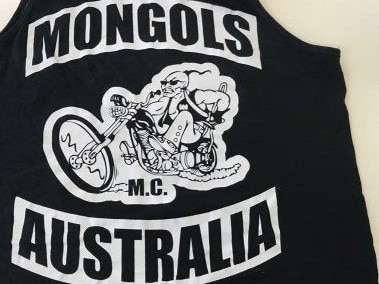 Mongols Outlaw Motorcycle Club T-shirt. Picture: Queensland Police Service