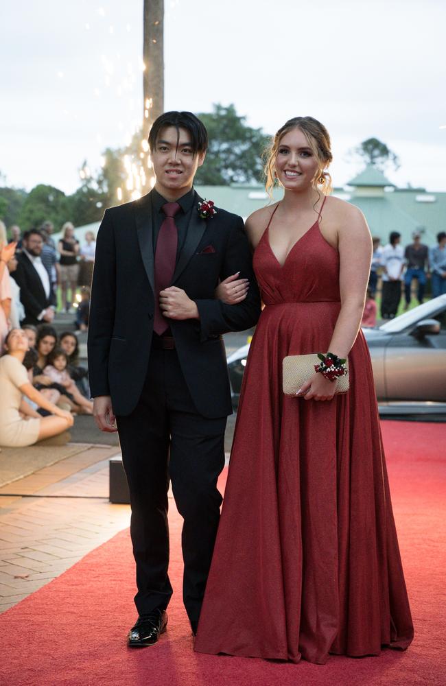 Jeiron Yong and Mya Gilbert arrive at Toowoomba Anglican School class of 2024 school formal. Friday, November 15, 2024. Picture: Christine Schindler