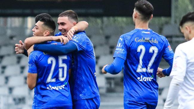 Avondale players celebrate a goal. Picture: Avondale FC