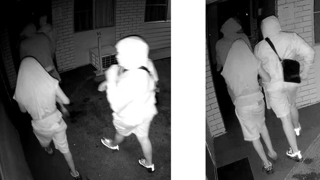 Police are searching for this group of men who may be able to assist their investigations into a violent overnight burglary in Goondiwindi. Picture: QLD Police