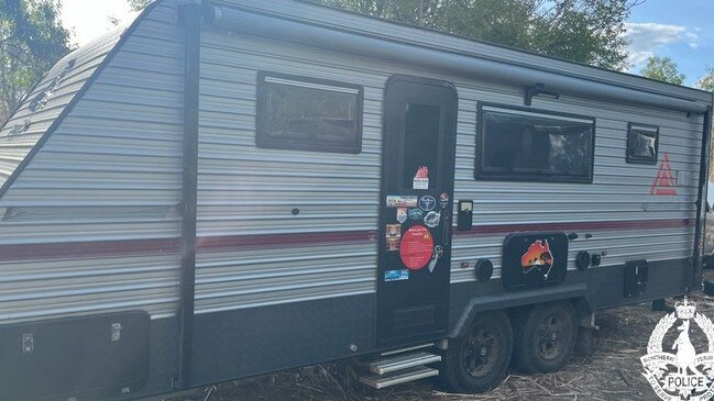 NT Police found the distinct looking caravan in a search. Picture: NTPFES