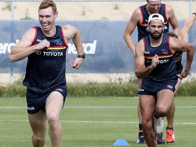 Tom Lynch during pre-season training at West Lakes ahead of the 2020 season. Picture: Sarah Reed.