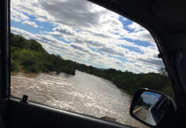 Mary River was swelling outwards as it approached and passed Normanby Bridge at 3pm Friday. Picture: Frances Klein