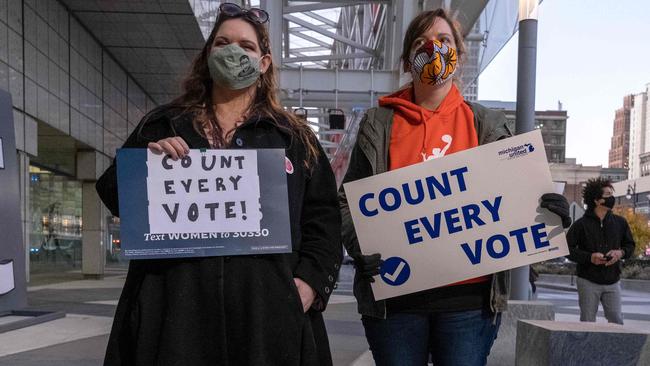 Counter-protesters turned out to challenge Trump supporters in Detroit. Picture: Seth Herald/AFP