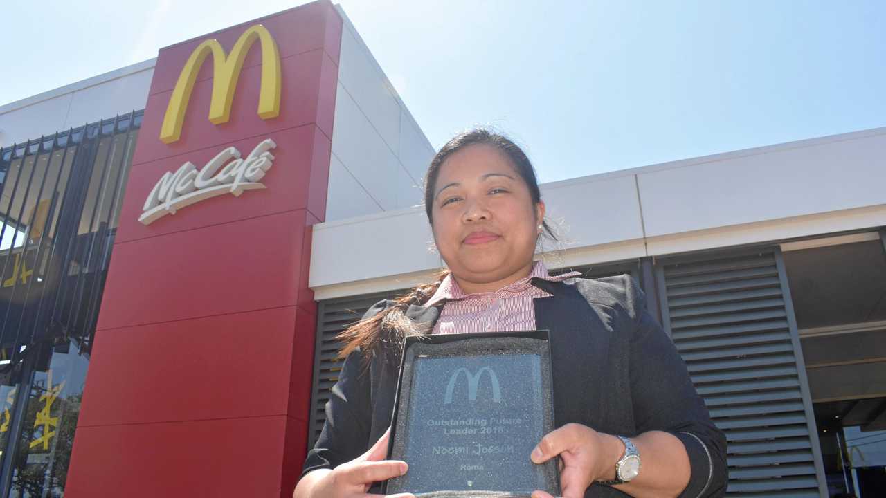 Noemi Jocson, newly appointed Restaurant Manager at McDonald's Roma, is proud to receive the Outstanding Future Leader award. Picture: Jorja McDonnell