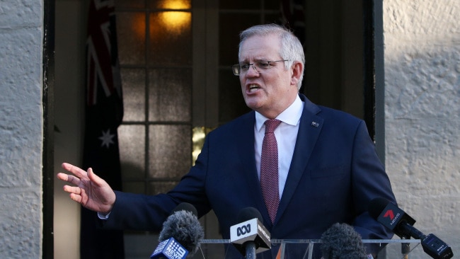 Prime Minister Scott Morrison announced he had secured 85 million new Pfizer vaccines for Australia. Photo: Lisa Maree Williams/Getty Images