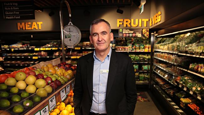 Woolworths CEO Brad Banducci has kept shelf price rises at half the pace of national grocery inflation, but is seeing rising prices for fresh produce led by red meat and vegetables. Picture: Adam Yip