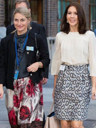 Crown Princess Mary with lady-in-waiting Christine Pii Hansen in 2015. Picture: X