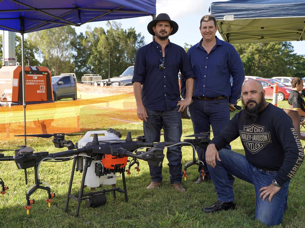 Representing Aerial Asset Control at the Calen Country Fair on Saturday, May 29, 2021 was (from left): Daniel McKerihan, co-owner Rohan Martin and Leigh Horsley. Picture: Heidi Petith