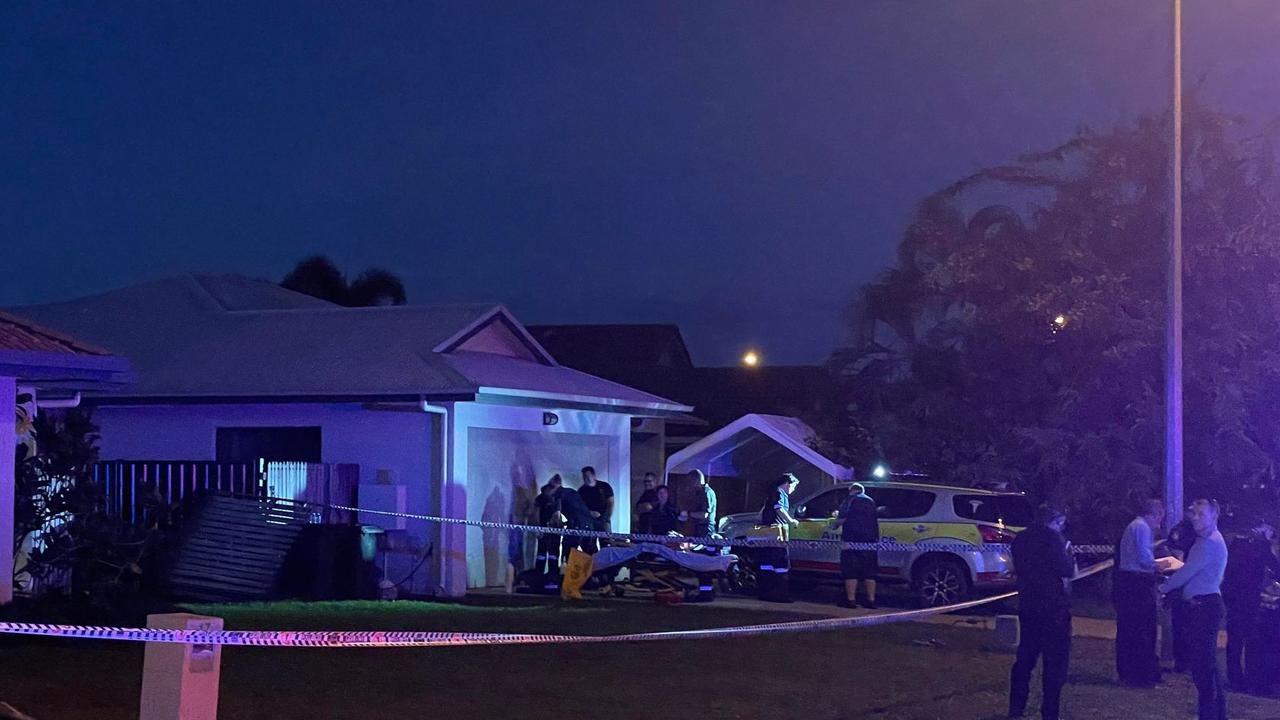 Police at the scene of the fatal shooting in Townsville. Picture: Caitlan Charles