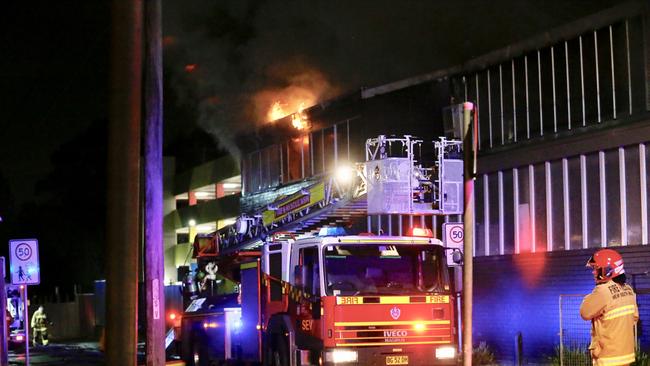 Sixteen firefighters fought the blaze this morning. Picture: Steve Tyson