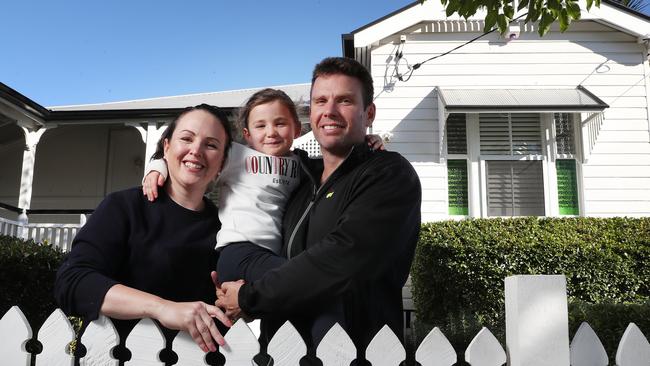 Emma and Chris Mackenzie with their daughter, Chloe, 5, enlisted a buyer's agent to help them find a home in Windsor. Photographer: Liam Kidston.