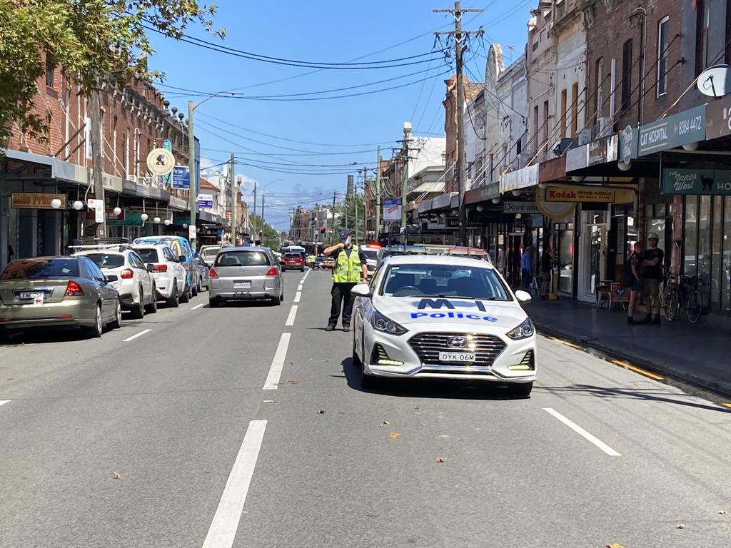 Northbound traffic was blocked along the busy King Street. Picture: NCA NewsWire/Nicholas Eagar