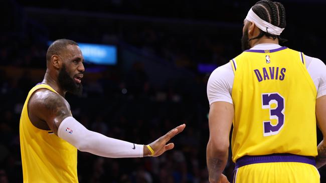 LeBron James and Anthony Davis of the Los Angeles Lakers. Picture: Harry How/Getty Images