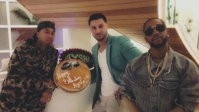 Salim Mehajer with Tyga, DJ Omarion and the cake. Picture: Facebook