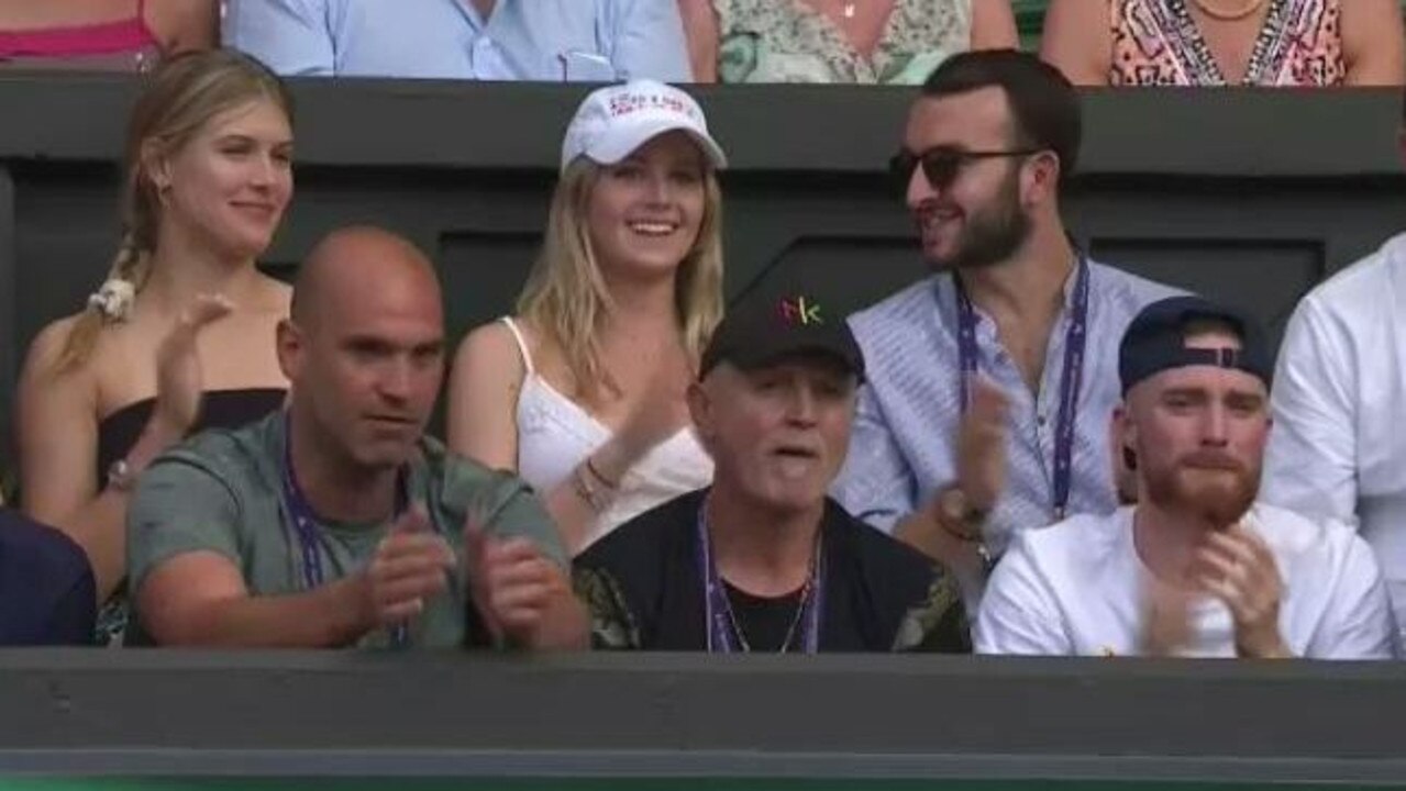 Eugenie Bouchard (top left) applauds during the Nick Kyrgios-Rafael Nadal match.