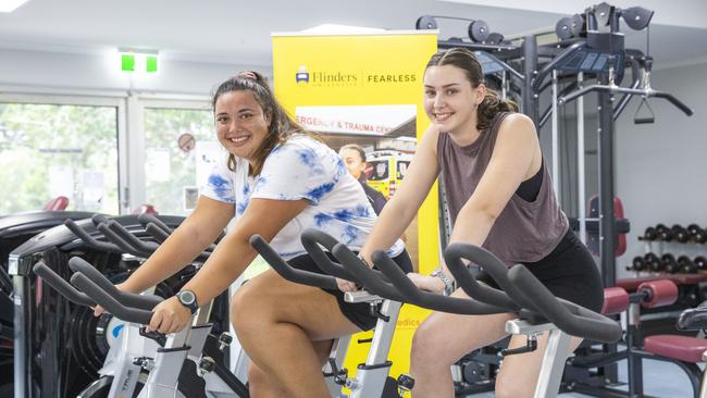 Flinders University paramedic students Florence Chambers and Jamie Spencer. Picture: Floss Adams.