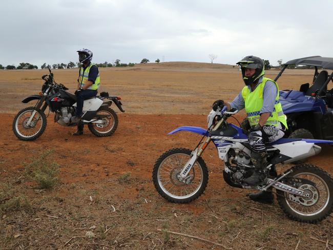 Officers on motorbikes helped search a number of properties. Picture: NSW Police Media