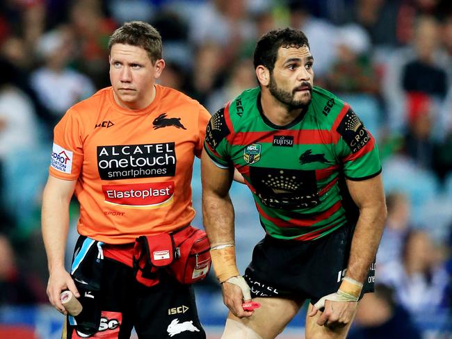 Greg Inglis suffered a season-ending injury in round one. pic Mark Evans