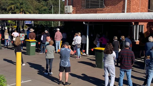 Long lines, and at least a two-hour wait at the Covid testing clinic at Coffs Harbour located at 220 on the Pacific Highway.