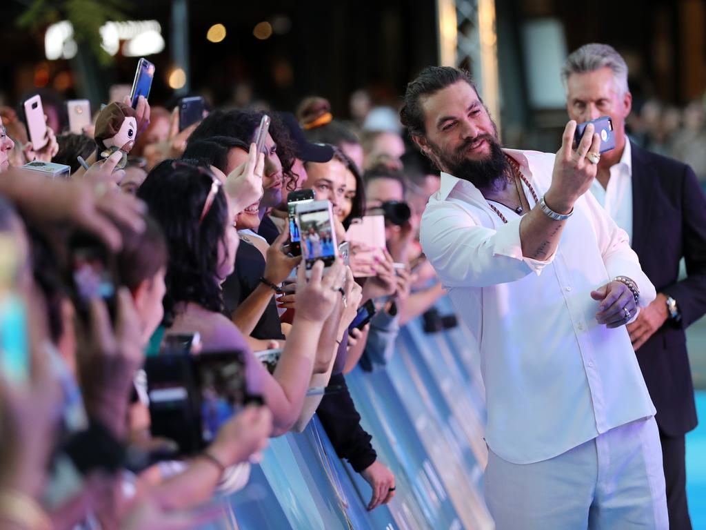 Aquaman movie - Gold Coast. Jason Momoa at the Australian premiere of Aquaman. Picture: NIGEL HALLETT