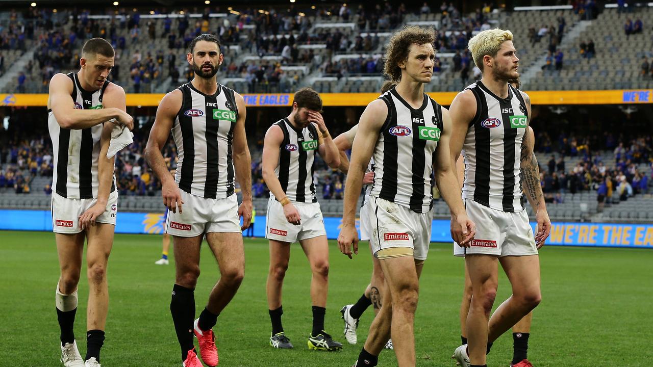 Collingwood were smashed by the Eagles in the west. Picture: Getty Images