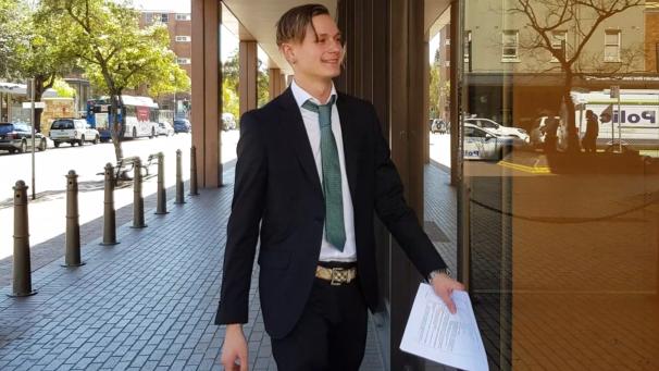 Thomas Newell leaves Parramatta Local Court. Picture: Philip Ly