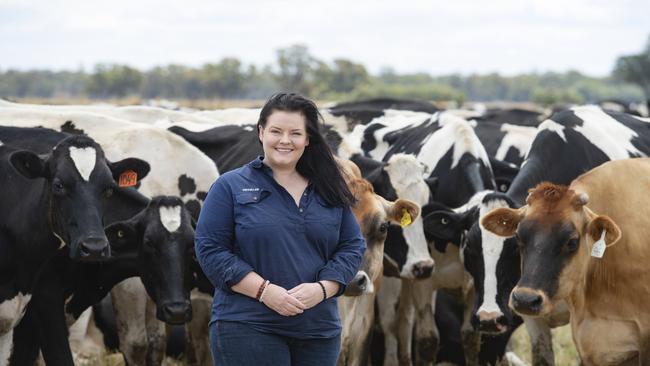 One Nation MP Rikkie-Lee Tyrrell, who is also a dairy farmer at Invergordon, between Shepparton and the Murray River in northern Victoria. Picture: Zoe Phillips.