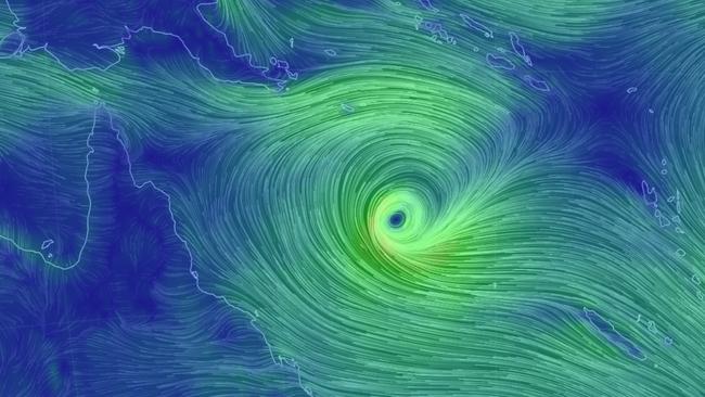 A real image of Cyclone Penny off the East Coast of Australia. Fake alerts were sent to an unknown number of people over the weekend.