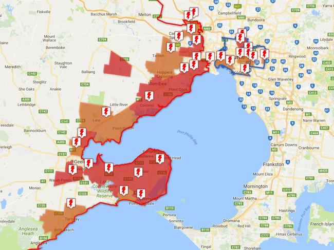 Power outages across Victoria have left tens of thousands in the dark. Picture: Powercor