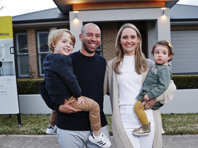 WEEKEND TELEGRAPH - 24/6/21Justin and Rebecca Falzon pictured at their home in The Ponds with kids Samuel and Eileen. They are selling their home via auction. Picture: Sam Ruttyn