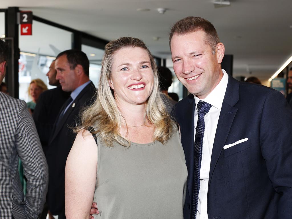 Tas Weekend socials from Tasmanian Leaders Program graduation from Brooke Street Pier. Megan Leary and Chris Warr of Mount Stuart. Picture: Zak Simmonds