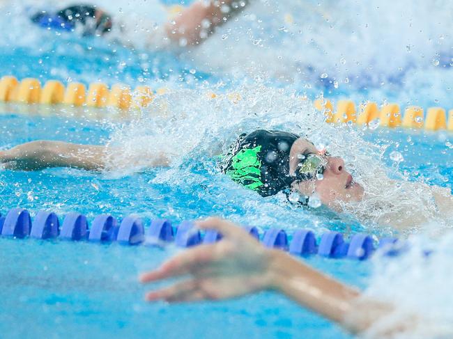 Darwin’s Ryan Carrol in the 50m backstroke. Picture: Glenn Campbell