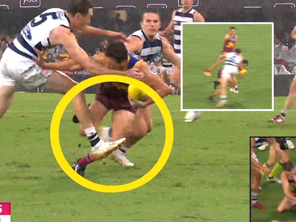 jeremy Cameron stuck the boot out. Photo: Fox Footy.