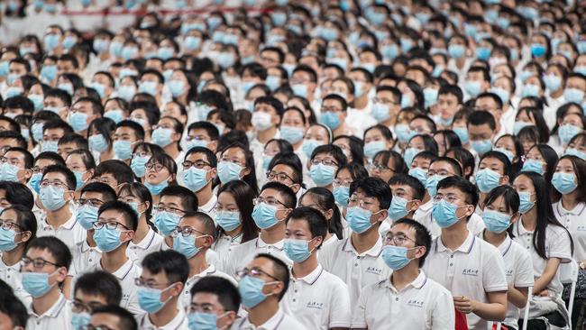 First-year students during a commencement ceremony at Wuhan University. Picture: AFP