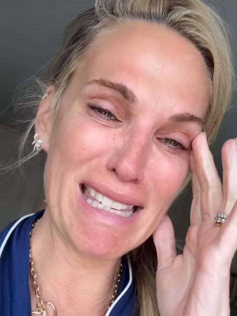 Molly Sims breaks down on camera amid the California fires.