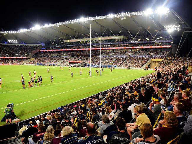 Crowd . Socials; Cowboys Vs Broncos at Queensland Country Bank Stadium. Picture: Alix Sweeney