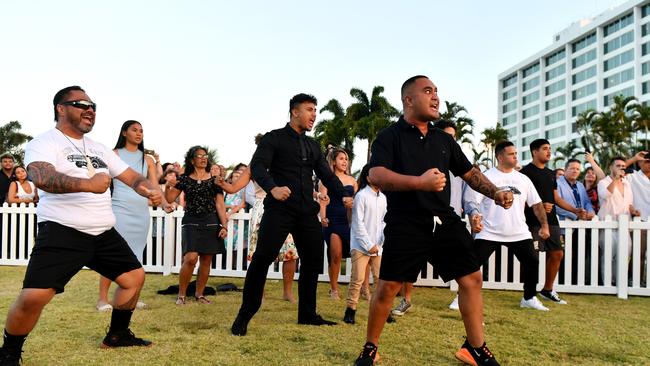 Family and friends of Kaiya-Gene Kerekere perform the haka. Picture: Alix Sweeney