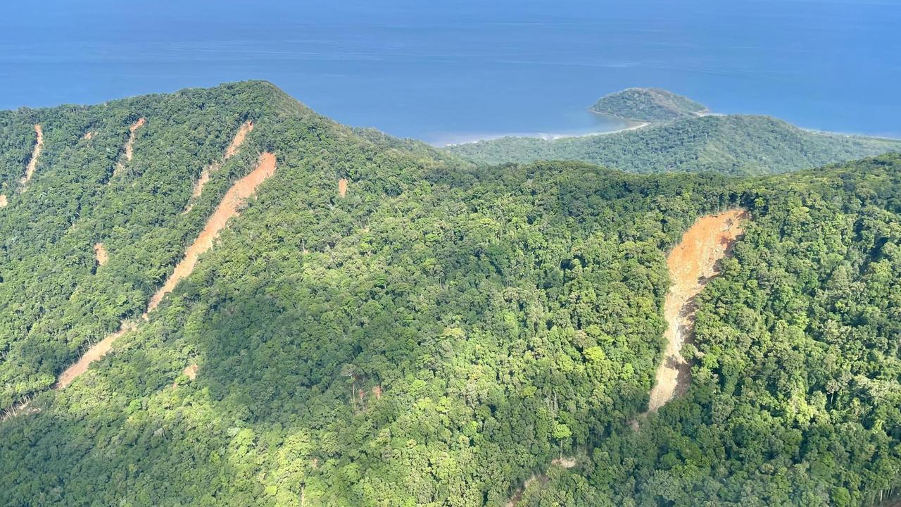 Scarred mountainsides highlight the damage done by Tropical Cyclone Jasper and the floods, Douglas Shire Michael Kerr says.