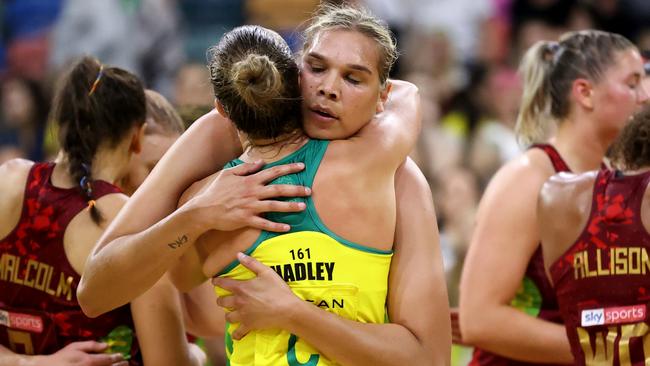 Donnell Wallam celebrates with Paige Hadley after her debut win.