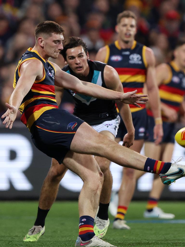 Keane is pushing for the second tall spot in Adelaide’s defence. (Photo by Sarah Reed/AFL Photos via Getty Images)