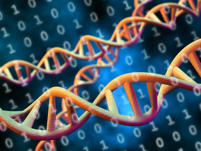 3D rendering of DNA digital data storage concept.