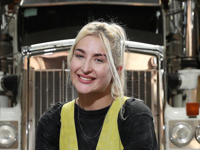 DAILY TELEGRAPH - Pictured at Wales Truck Repairs in Smithfield today is Danyelle Burhner who is a 2nd year apprentice and is studying a Certificate III in Automotive Refinishing Technology. Picture: Tim Hunter.