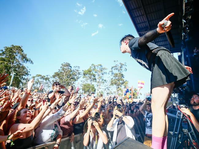 Yungblud gets the crowd going at Falls Festival Marion Bay. Picture: Patrick Gee