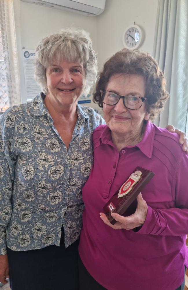 Stanthorpe Vinnies conference president Ros Day (L) and former president Carmel Mahoney (R).