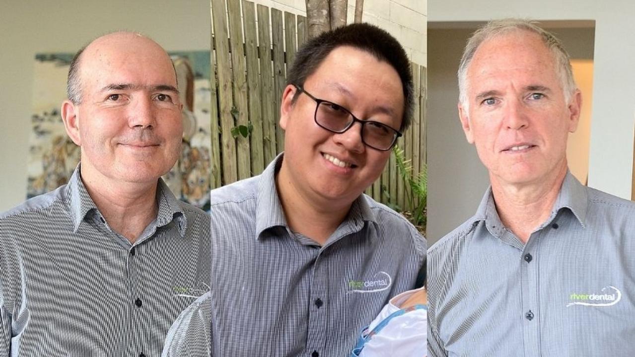 Dr Frank Hu (centre) bought the clinic from Dr Tim Topalov (left) and Dr Brian Maher (right) in 2018.