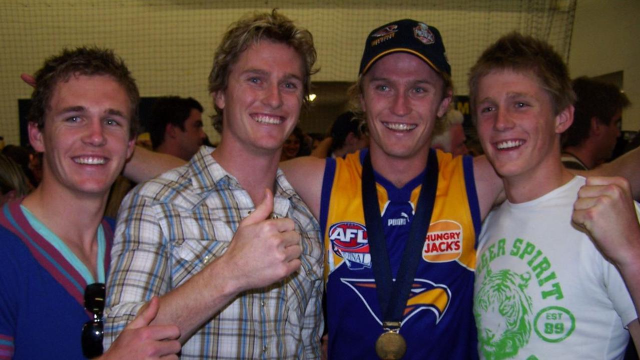 The Selwood brothers: Joel, Troy, Adam and Scott after the 2006 grand final.
