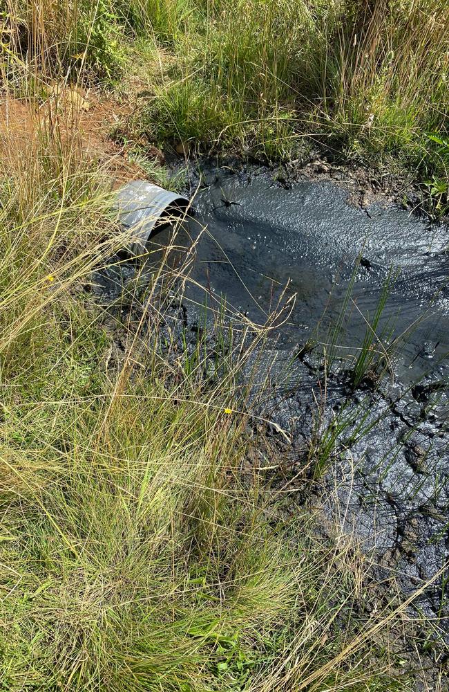 Rancid black discharge from TasWater's Campbell Town water treatment plant. Picture: Supplied