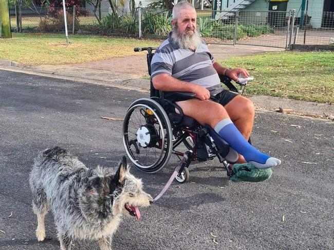 Clayton Skewis now relies on a wheelchair. Picture: Jo Skewis