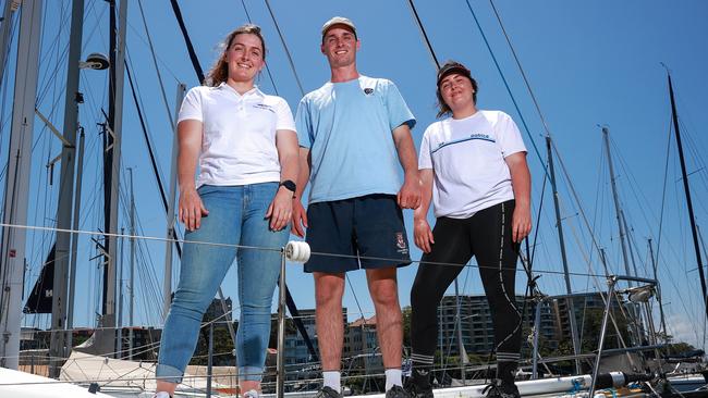 Twins Jess and Tom Grimes and sister Rebecca Grimes were due to do the race last year before it was cancelled. Pic: Justin Lloyd.